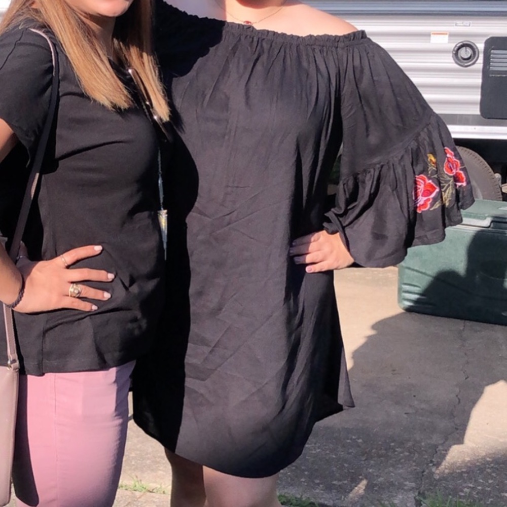 Off the shoulder plus size black dress!